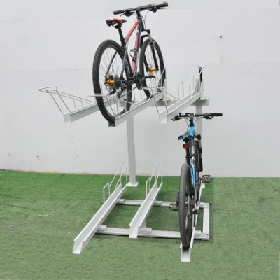 Bastidores de bicicleta apilables de ciclo de 2 niveles asistidos por gas de acero galvanizado