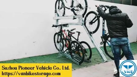 Estante de soporte para bicicletas de almacenamiento de capas dobles de metal de acero para exteriores