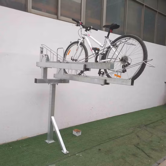 Portabicicletas de dos pisos con recubrimiento en polvo para estacionar bicicletas